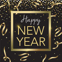 Gold Frame Happy New Year Vector Illustration 1