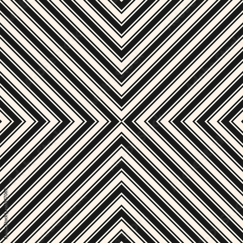 Cotton fabric Black and white stripes vector seamless pattern. Crossing diagonal striped lines