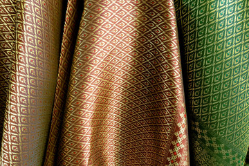 Traditional Thai silk fabric pattern as background