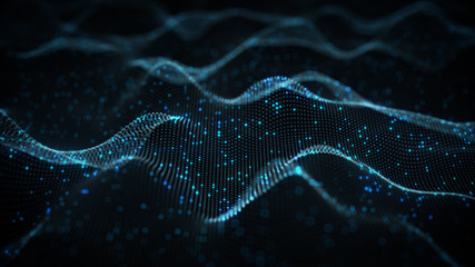 Futuristic blue neural network rendered with DOF