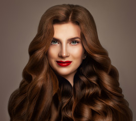 Wall Mural - Redhead Woman Fashion Model with Long Red Wavy Hair. Perfect Hairstyle, Haircare Concept