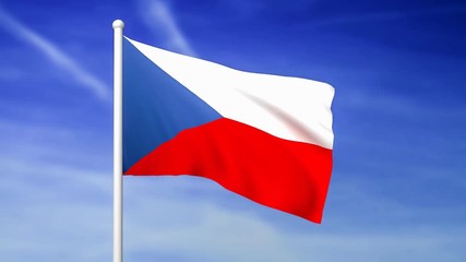 Wall Mural - Waving flag of Czech Republic on the blue sky background - 3D rendered