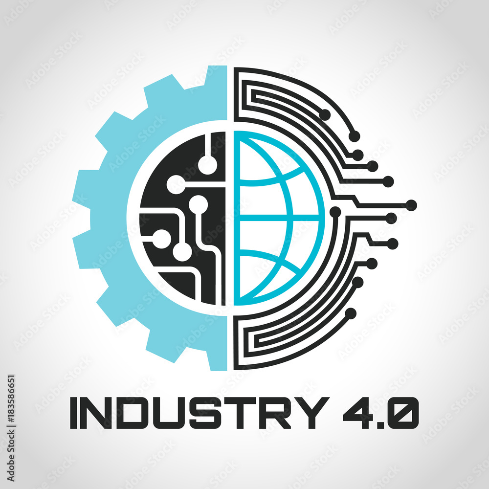 Industry 4.0 Concept Business Control or Logo, World Factory and Wheel  Eclectic, Cyber Physical Systems concept,smart factory logo.- Vector  illustration Stock Vector | Adobe Stock, image size:1000x1000