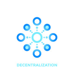 Sticker - decentralization vector icon, logo element on white