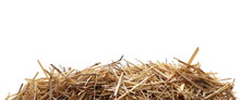 Straw Pile Isolated On White Background, Clipping Path