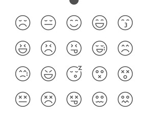 Emotions UI Pixel Perfect Well-crafted Vector Thin Line Icons 48x48 Ready for 24x24 Grid for Web Graphics and Apps with Editable Stroke. Simple Minimal Pictogram