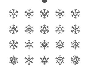 Canvas Print - Snowflakes UI Pixel Perfect Well-crafted Vector Thin Line Icons 48x48 Ready for 24x24 Grid for Web Graphics and Apps with Editable Stroke. Simple Minimal Pictogram