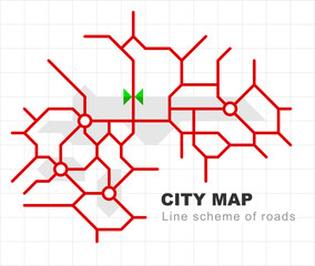 Wall Mural - Abstract city map - town streets on the plan. Traffic urban background. Linear road scheme. Vector