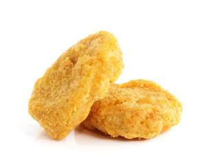 Wall Mural - Fried chicken nuggets isolated on white