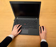 © Erik Mandre - Hands on laptop keyboard close up