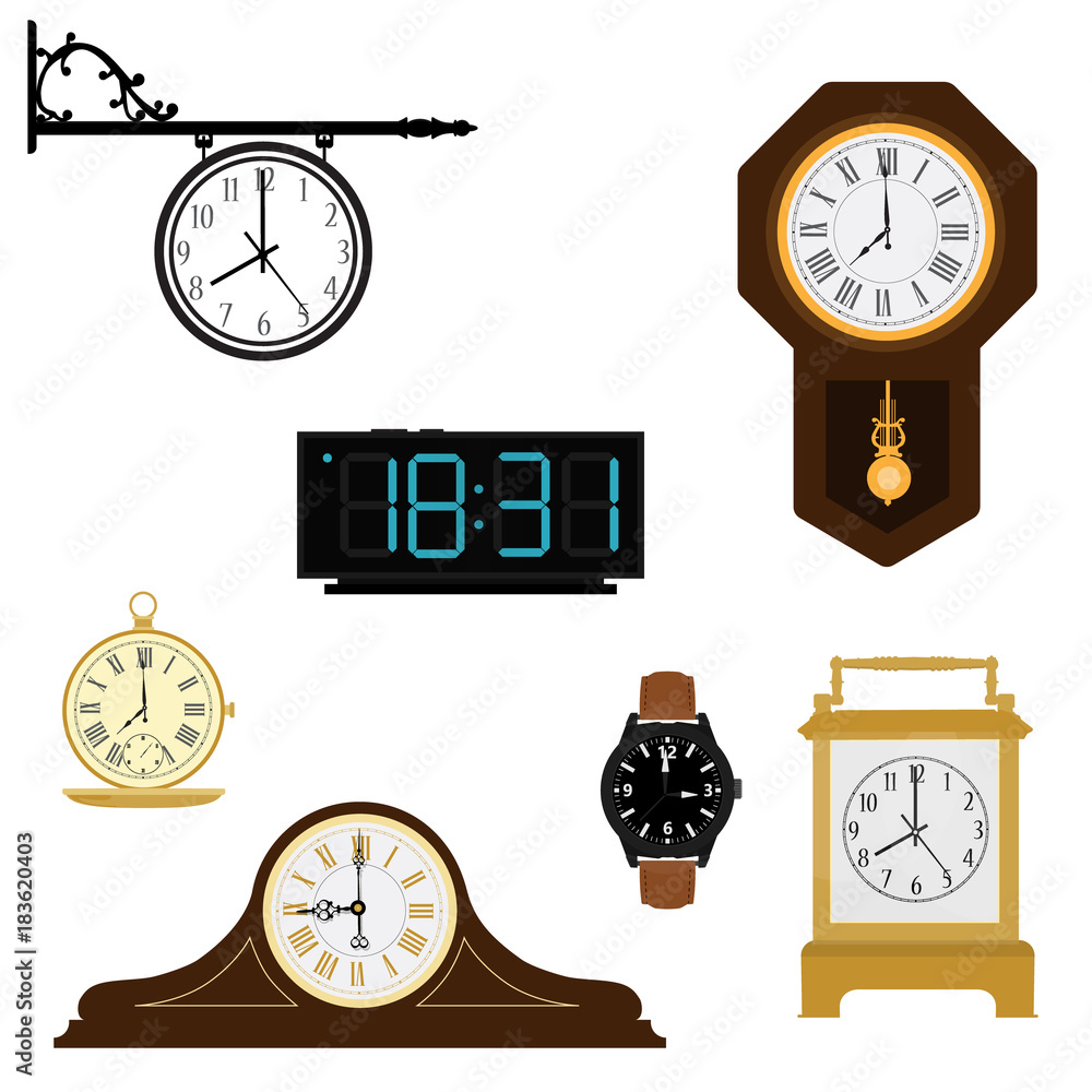 Vector Clock Machine Clock vector collection Stock Vector | Adobe Stock