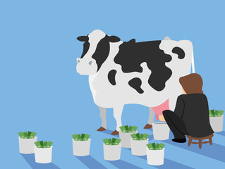 Poster - Man Cash Cow Illustration