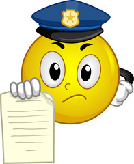 Sticker - Mascot Smiley Police Ticket Illustration