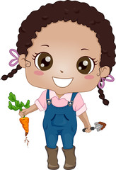 Poster - Kid Girl Gardener Carrot Illustration