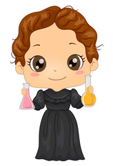 Poster - Kid Girl Costume Little Marie Curie Illustration