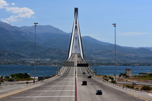 Seen From The Mainland Charilaos Trikoupis Bridge - The Bridge Of Patra - Designed With Multi-span Cable-stayed Construction, The Longest Bridge In The World Of The Fully Suspended Type