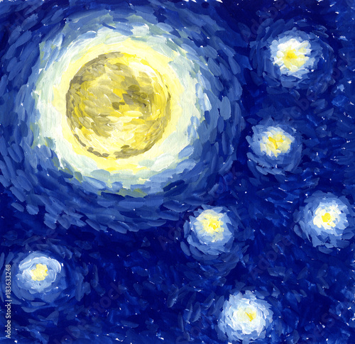 Obrazy Vincent van Gogh  starlight-night-tlo-ilustracja-obraz-w-stylu-van-gogh