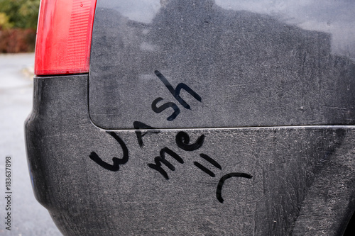 Cuadros en Lienzo Written text WASH ME on dirty car