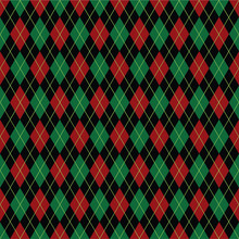 Argyle Diamond Pattern Background In Christmas Colors. Wrapping Paper In Vector Format