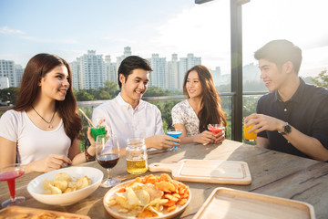 Wall Mural - Group of asian people party