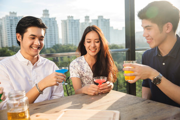 Wall Mural - Group of asian people party