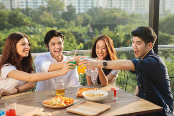 Wall Mural - Group of asian people party