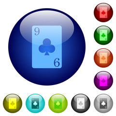 Sticker - Nine of clubs card color glass buttons