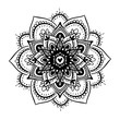 Round mandala on white isolated background. Floral mandala pattern. Yoga hipster template.
