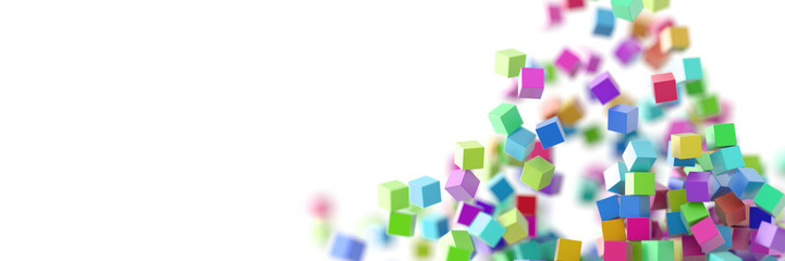 Wall Mural - Exploding cubes, original 3d rendering