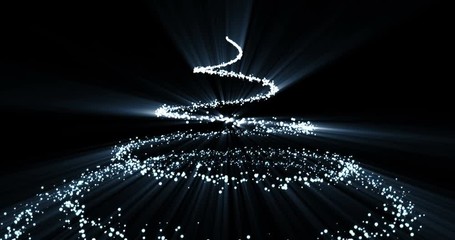 Wall Mural - 4k Glowing Light Particle Tree Rendered Christmas Animation Blue on Black