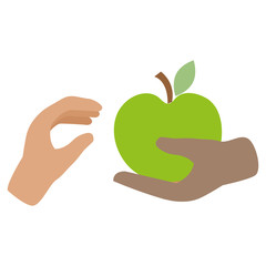 Wall Mural - hand with apple fresh vector illustration design