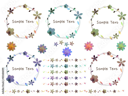 水彩風丸い花 植物の装飾フレーム ライン Stock ベクター Adobe Stock