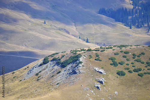Fotografie, Obraz Alpine mountain landscape summer and autumn view in a sunny day