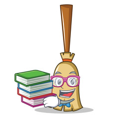 Poster - Student with book broom character cartoon style