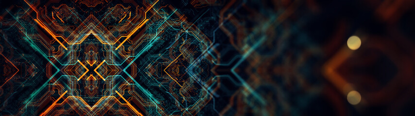 Leinwandbilder - Printed circuit board/Abstract technological background made of different element printed circuit board. Depth of field effect and bokeh can be used as digital dynamic wallpaper