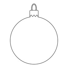 Simple Bauble Outline For Christmas Tree Isolated On White Background