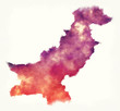 Pakistan watercolor map in front of a white background