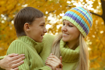 Poster - Mother and son  in  park