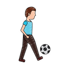 Canvas Print - young man playing with soccer ball vector illustration