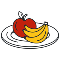 Wall Mural - dish with apple and banana vector illustration design