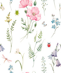 Wall Mural - Watercolor floral vector pattern