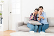 © PR Image Factory - attractive young female friends watching tv