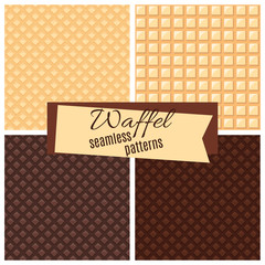 Wall Mural - Vector waffel seamless patterns set