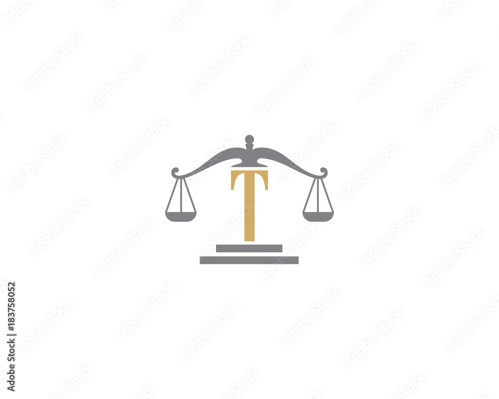 Scale of Justice and Letter T Logo Icon 3 Stock Vector | Adobe Stock