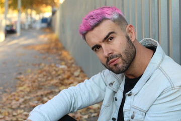 Wall Mural - Portrait of handsome man with stylish haircut