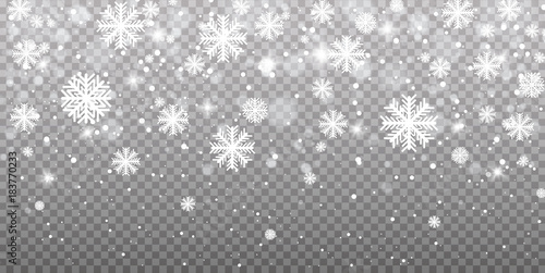 Fotografía Falling snow on a transparent background