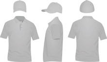 Grey Polo T Shirt And Baseball Cap. Vector Illustration