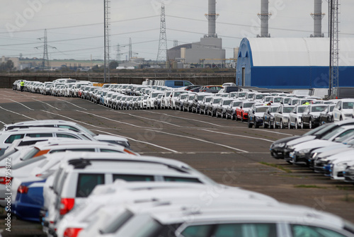 Imported Cars Are Parked In A Storage Area At Sheerness Port