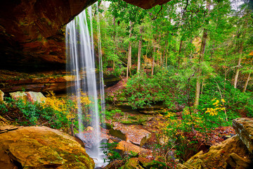 Wall Mural - view of van hook falls from behind falls