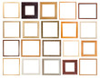 set of square wooden picture frames isolated